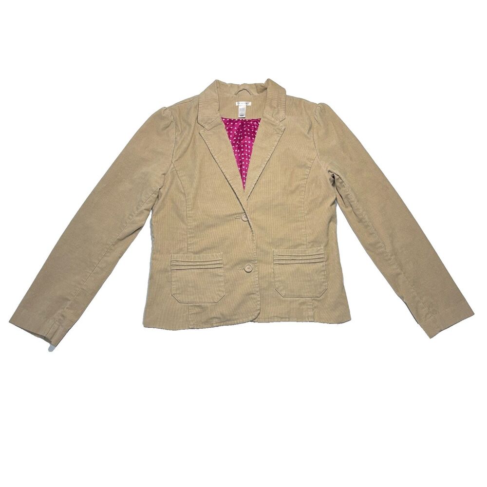 Vintage Old Navy Blazer Jacket Beige Corduroy Puff Sleeve Stretch Y2K Downtown L